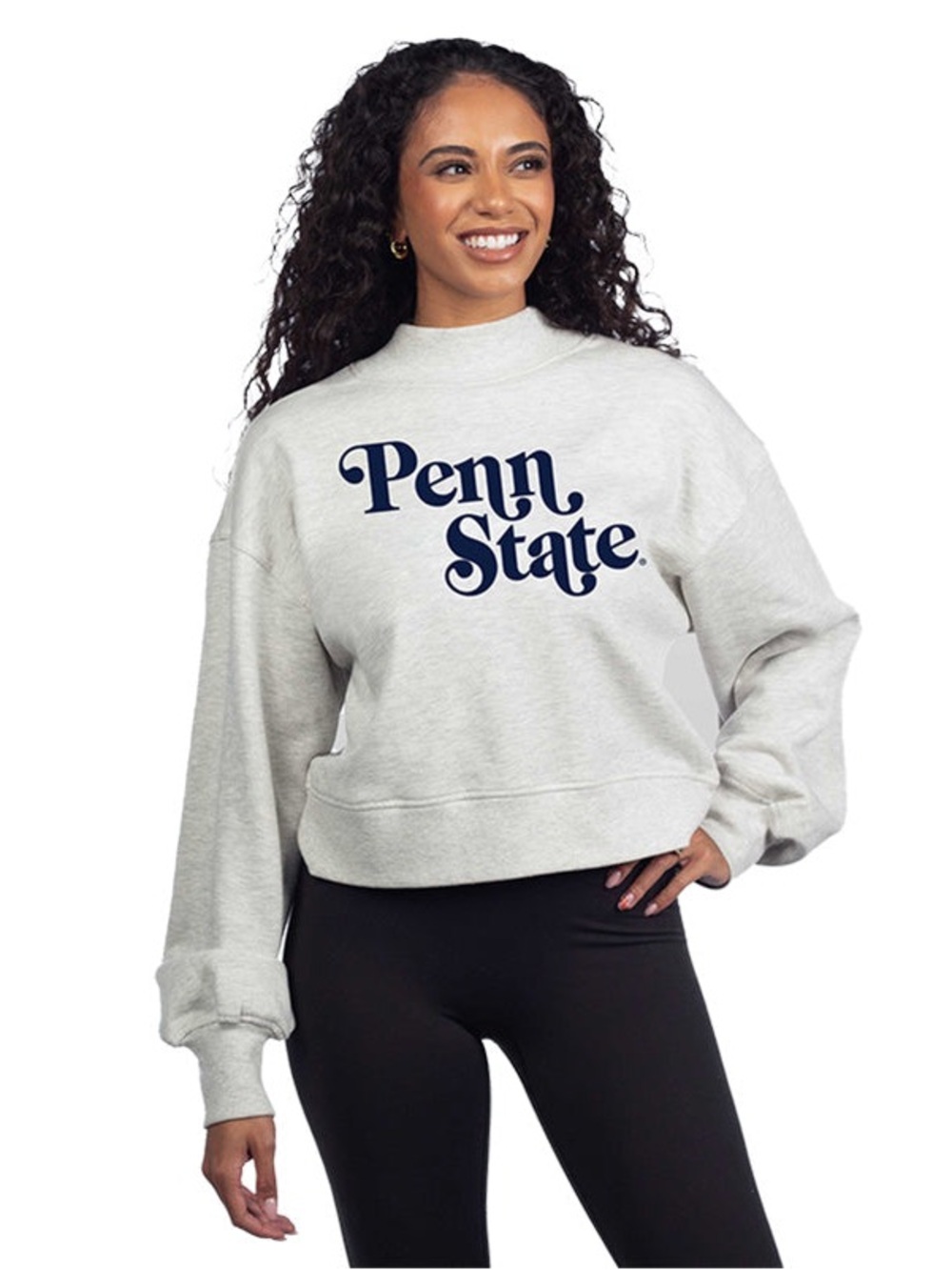Penn State Women's Chicka- D Ladies Cropped Mockneck Sweatshirt in Light Gray